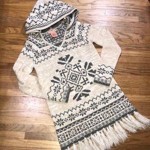 Flying Tomato Hooded Tribal Sweater With Fringe